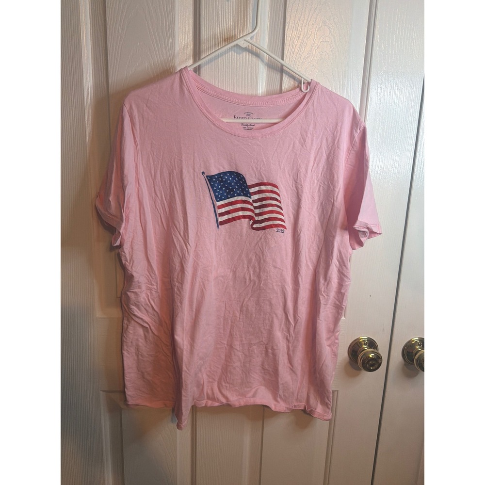 Faded Glory Womens Pink American Flag Graphic T-Shirt 3X GTLL45SD 2012 Americana